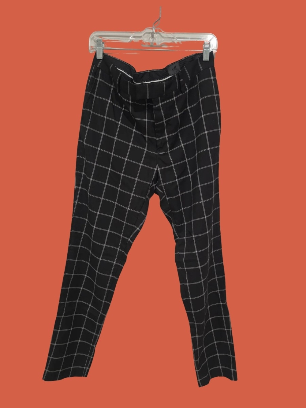 H&M Black Windowpane Tailored Trousers